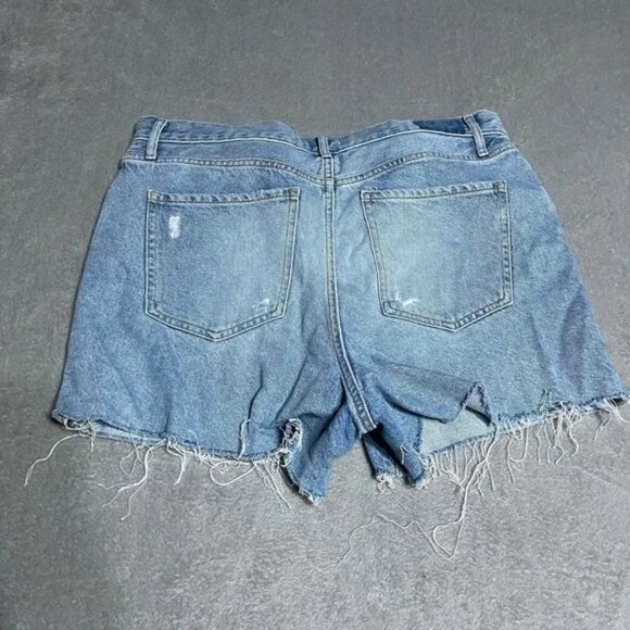 Express Denim‎ Shorts Womens 14 Mid Rise Rigid Jean Shorts 4" Inseam Raw Hem - Picture 8 of 8
